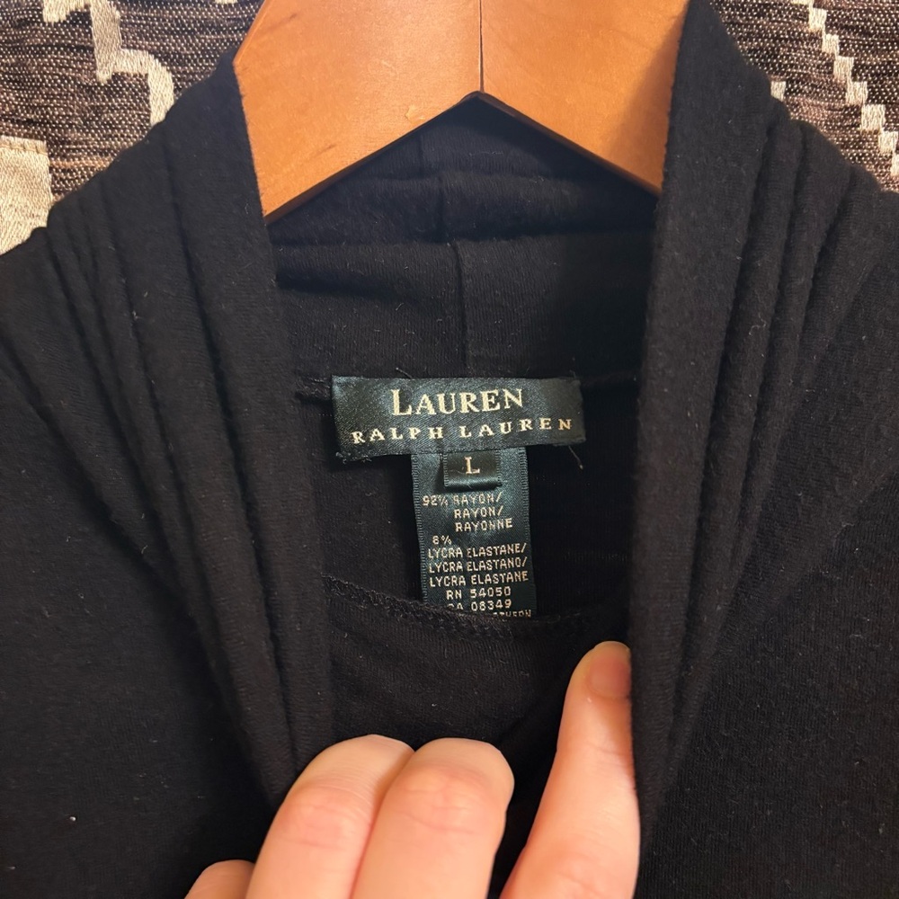 Women’s Lauren Ralph Lauren Black Turtle Neck Long Sleeve Soft Shirt, Size Large